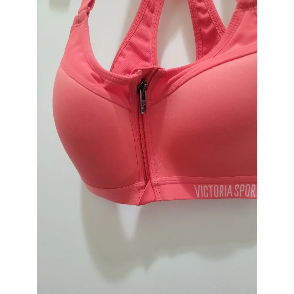 Victoria's Secrets VSX Sports Bra Maximum Support Front Zip Coral Size 32B